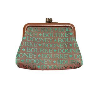 Dooney And Bourke Kiss Lock Coin Clasp Purse Green Brown